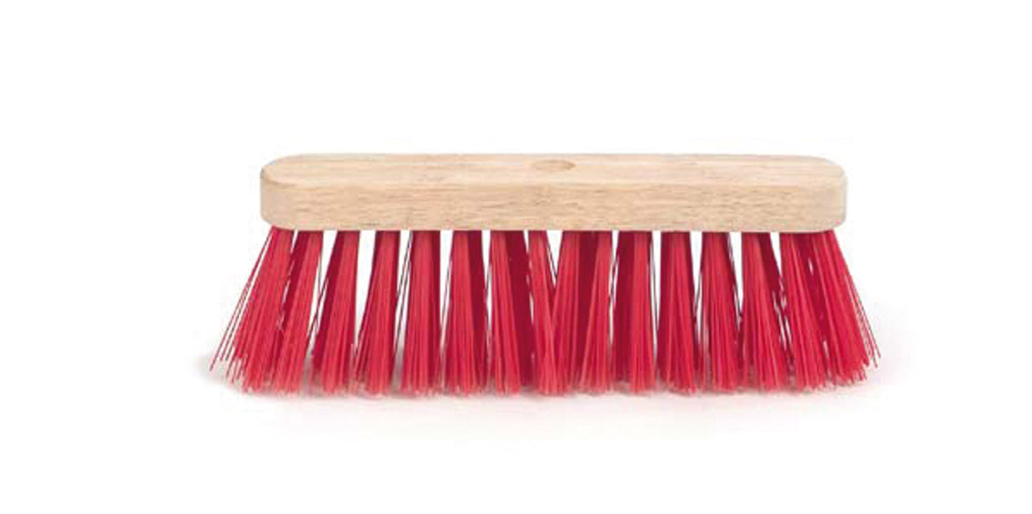 Linea Straatbezem rood nylon-hout 30cm